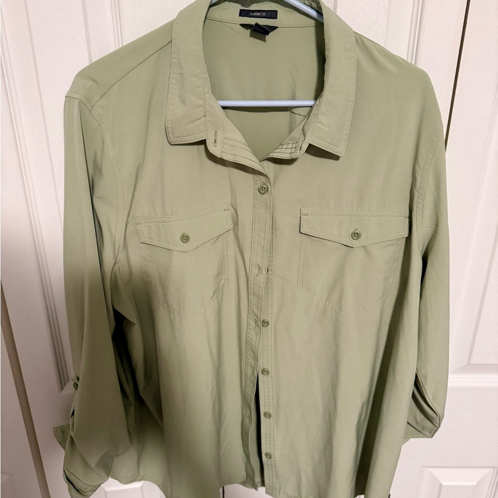 Eddie Bauer Sage Green Classic Fit Shirt